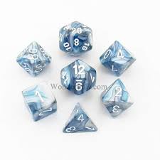 7 Slate w/White Lustrous Polyhedral Dice Set - CHX27490